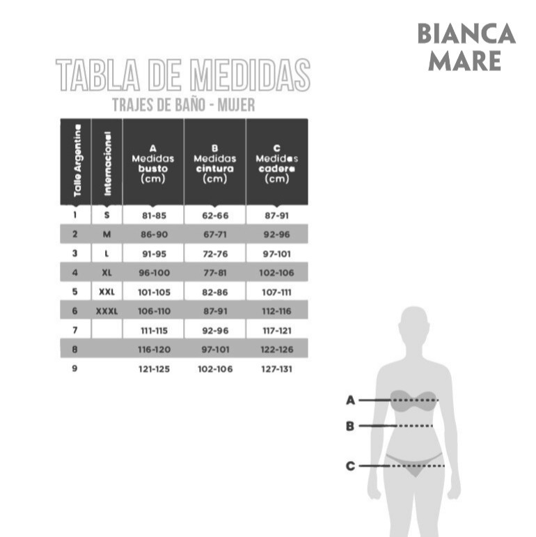 Bikini triángulo SS Tabla de medidas