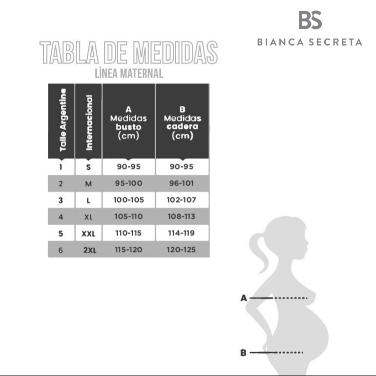 Camisola INDIANA Plus Size MOM Tabla de medidas